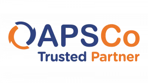 Logo von APSCo Deutschland mit der Aufschrift 'Trusted Partner', welches die vertrauenswürdige und geprüfte Partnerschaft mit APSCo belegt.