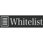 Ein Logo in Schwarz-Weiß. Links ist eine Grafik einer Liste und recht steht das Wort "Whitelist"